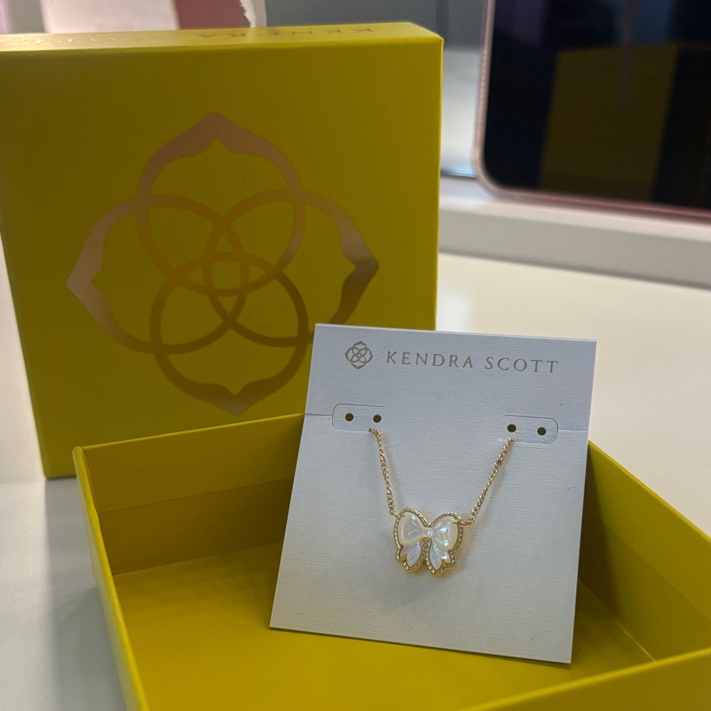 Kendra Scott Gold and White Butterfly Pendant Necklace